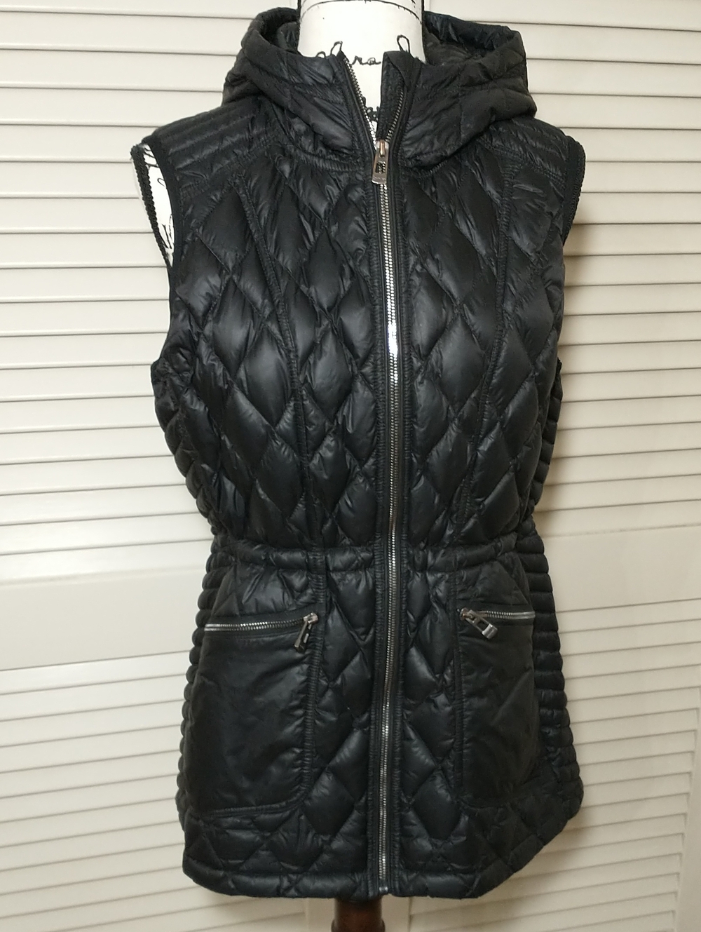 Calvin Klein Performance Quilted Down Hooded Vest, Black, Size L, Gorp Core